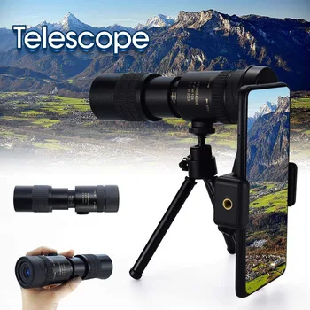 Монокуляр 4K 10-300x40 Телескоп с Държач за Нощно Виждане Zoom Телескопичен Мерник за Наблюдение на Птици, Лов и Къмпинг Дивата Природа