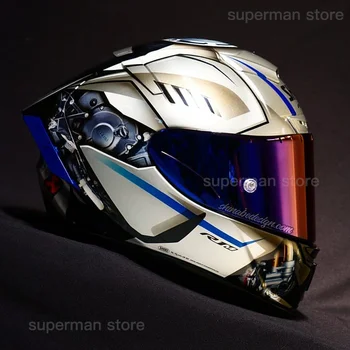 Мотоциклет шлем с пълна лицето X-14 x14 СРЕБЪРЕН шлем HA за Конна езда, Мотокрос, Мотобайка, Каска, Casco De Motocicleta