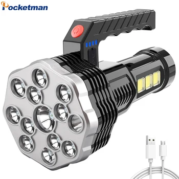 Мощен led фенерче, мощен USB акумулаторна фенерче, преносима градинска лампа, вградена батерия, COB 13 led прожектори