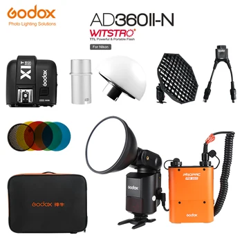 Мощна светкавица Speedlite Godox AD360II-N TTL + Блок захранване PB960 оранжево или черно + TTL-предавател X1T-N + Софтбокс + Чанта