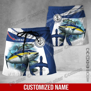 Мъжки къси панталони с 3D принтом PLstar Cosmos, поименна риболов на риба тон, шорти през лятото стил, плажни ежедневни универсални мигачи SDM37