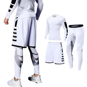 Мъжки спортен костюм за бягане, комплект спортни облекла за фитнес, компресия гамаши, спортни дрехи, спортни панталони за фитнес, защита от акне, ликра