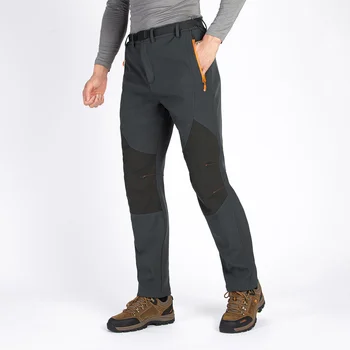Мъжки туристически ски панталони, зимни водоустойчив флисовые топло изолирана с джобове с цип за панталони за разходка на открито