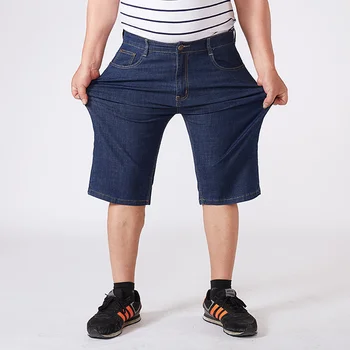 Мъжките къси Панталони са Много Големи Размери Дължина до коляното, Летни Гащички От Деним 2023, Мъжки Бермуди Класически Стрейчевого Тип, Големи Размери на 8XL, Мъжки Къси Дънкови