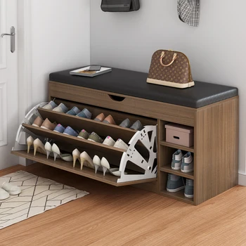 Наклонен шкаф за обувки за сядане, столче за преобличане на обувки, домакински вратата на проста рамка, която стойка за обувки