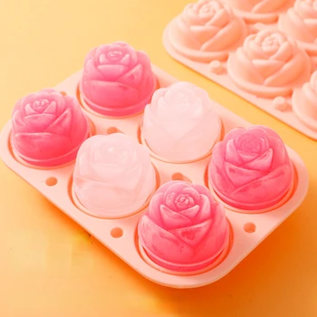 Начало на нова храна силикон, 6 от плоски розови ледени решетки, фуния без капак, с катарама, запечатани форма за кубчета розов лед