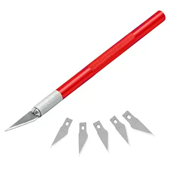 Нескользящий Метален Скалпел, Нож, Набор от Инструменти, режещи инструменти, Гравиране ножове за Бродерия + 5 бр. Ножове, Печатна Платка на Мобилния Телефон, Ръчни Инструменти за ремонт на 