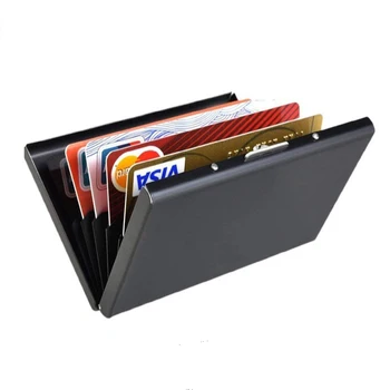Нов Унисекс Rfid кредитен портфейл Push Cover карта Име на банка Метални мъже подаръци Притежателя на смарт карти Модерен мини-калъф за документи за самоличност, за бизнес