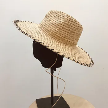 Нова елегантна солнцезащитная шапка с широка периферия 12 см, женска плажна шапка, лятна фетровая шапка от лико, сламени филц шапки с защита от uv, Кентуккийская дерби-джаз шапка