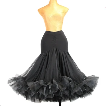 Нова черна пола за балните танци, женски костюм за валс, пищната пола 