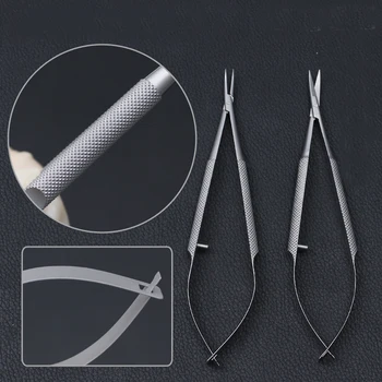 Нови 4 бр./компл. офталмологични микрохирургических инструменти, Ножици 12,5 см, Иглодержатели, Пинсети, хирургически инструмент от неръждаема стомана
