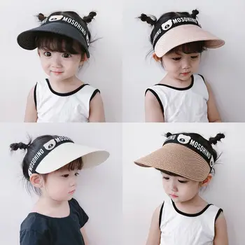 Нови детски слънчеви шапки, детски летни козирки, градинска мода шапка със сламен оплеткой, лятна шапка за деца, шапки за момичета и момчета