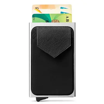 Нови портфейли с Rfid заключване, защитен калъф за кредитни карти, алуминиев чантата с еластичен джоб, държач за банкови карти, черен, сребрист Цвят