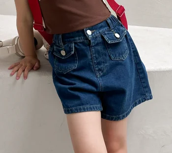 Нови постъпления 2023 г., дънкови къси панталони за момичета, летни модни детски шорти от 2 до 8 години