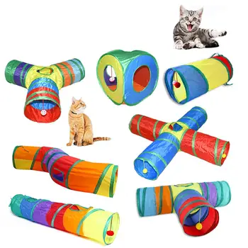 Нови преливащи се цветове котка тунели, тръби за домашни любимци, Сгъваема детска играчка за помещения и на улицата, играчка за коте и кученце за пъзели, тренировка прятания