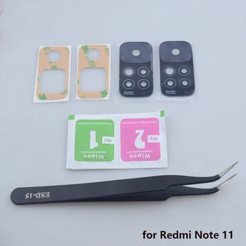 Нови резервни части за ремонт на стъклени лещи задната камера за Redmi Note 11 Комплект за смяна на обектив на задната камера, включително пинсети и салфетки