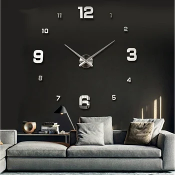 Нови Стенни часовници Horloge Murale направи си САМ 3D Акрилни огледалото Голяма Начална кварцевая кръгла игла Съвременно Горещо Надувательство