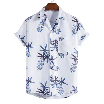 Нови тропически хавайски ризи за мъже, почивки, летни блузи големи размери с къс ръкав, тениска мъжка Блуза с цветен модел