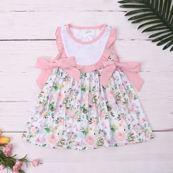 Ново дизайнерско рокля за малки момичета, детски рокля с бродерия Can Name, детски дрехи с флорални принтом