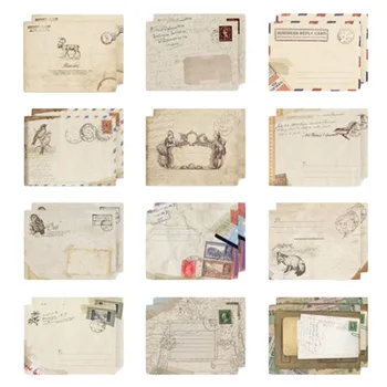 Ново записване, 12 бр./компл., реколта малки мини-пликове от крафт-хартия с прозорци, плик за покани за сватба, подарък пакет