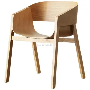 Обичай трапезария стол от масивно дърво в скандинавски стил, Дизайнерско творческа стол с облегалка, модерен прост Стол за кафе с мляко чай