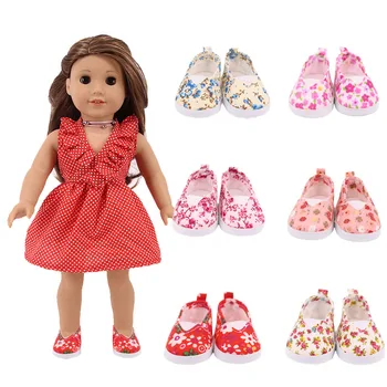 Обувки с принтом с ластик, Подходящи за 18-инчови американски и 43-инчов кукли Reborns Бебе Кукла, Аксесоари За Дрехи, Подарък за Нашето Поколение За Момичета