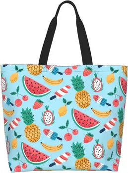 Пазарска чанта с ананас Множество пазарска чанта, мультяшная чанта за съхранение на ананас е Подходящ за ежедневно пътуване на открито