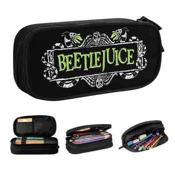 Пеналы от филм на ужасите Тим Бъртън за момичета и момчета с Голям капацитет, кутия за писалки Beetlejuice, чанта за канцеларски материали