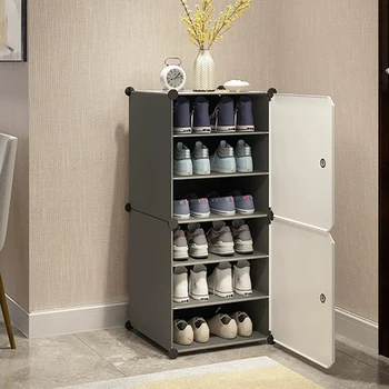 Пластмасов шкаф за обувки, монтиран на стената плъзгаща органайзер, готов шкаф за дрехи, монтиране на врата на багажник, държач за мебели Estanteria, спестяване на пространство