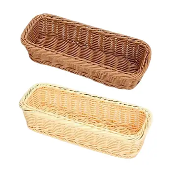 Плетени кошници за съхранение на Тави за хляб, ръчно изработени, рафтове, салфетки, вилици