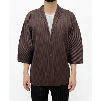 Плиссированный мъжки блейзър Miyake 2023 Годишният дишаща слънцезащитен крем мъжко палто Ежедневни бизнес мрежа дишаща яке в японски стил