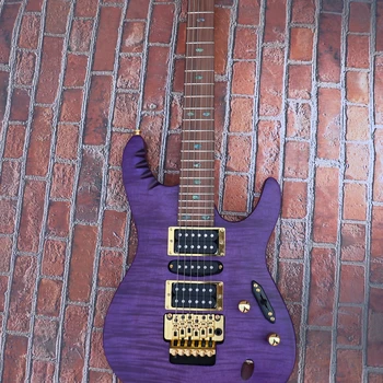 Подобрена лилаво шестиструнная електрическа китара, хастар от палисандрово дърво, обновен звукосниматель