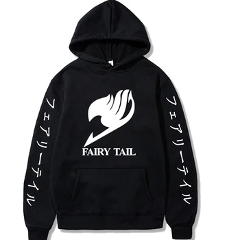 Популярното японско аниме Fairy Tail, блузи за мъже и жени, hoody с дълъг ръкав, Манга, черна двойка, блузи, ежедневни дрехи с качулка голям размер
