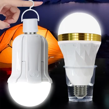Портативни прожектори 100 В, акумулаторна светодиодна лампа, интелигентна система за спешни лампа, автоматична подсветка вода с приставка адаптер E27