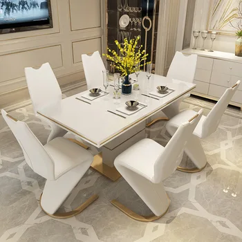 Постмодернистский маса за хранене и стол, комбиниран домакински маса за хранене, лесен луксозна маса за хранене