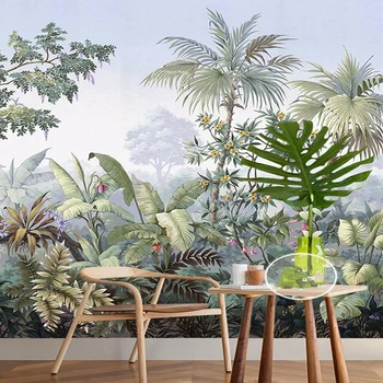 Потребителски 3D тапети, европейски Стил, ръчно рисувани, тропически гори, бананови, кокосови палма, стенопис, на Входа на хола, Фонова картина на Стената