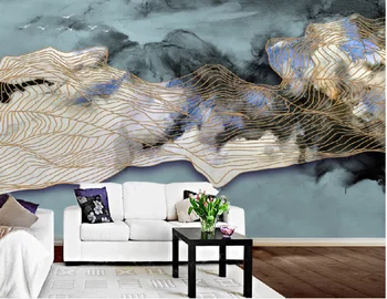 Потребителски стенописи, 3D, Абстрактни дымчатые мастило Фотообои с планински пейзаж гора Хол Начало декор Стенно покритие 3 D