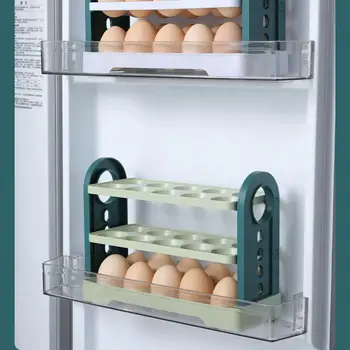 Практичен държач за яйца, Защита от падане, Лесен достъп, 3-слойный вертикален контейнер за яйца в хладилника