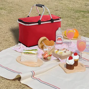 Преносими чанти-хладилници за обяд, сгъваем портативен пакет с лед за пикник, термосумка за хранене, термосумка за напитки, изолирани чанти, чанта за доставка на храна