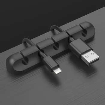 Притежател на мобилен кабел за пренос на данни Силиконов Кабел органайзер с Гъвкави USB-скоби за управление Мишка Клавиатура, Слушалки Слушалки