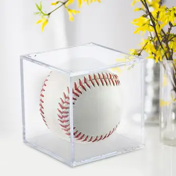 Прозрачна акрилна бейзболна кутия, витрина за сувенири, прозрачен кубичен бейзболен притежателя