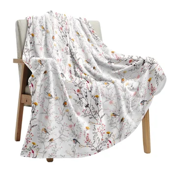 Пролетни одеяла с цветя и птици, преносими меки покривки за легла, офис покривки, фланелевое одеяло