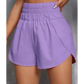 Пролетно-летни дамски ластични свободни шорти с висока талия, ежедневни, плажни къси панталони с еластична талия
