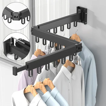 Простор за дрехи, Компактен Сгъваем стенни сгъваема закачалка за дрехи от алуминий на закрито и открито