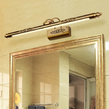Ретро Козметични огледални лампи 500 мм 8 W led европейския лампа за грим, стенни осветителни тела за баня, Бронзова Осветление за гардероба си, за Украса
