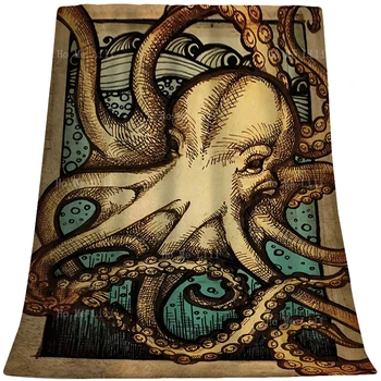Ретро Октопод Кракен Бафомет Фентъзи Любимец на Богинята на Русалка Подводен Свят Меко и приятно одеяло фланелевое