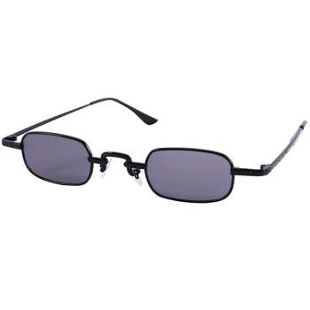 Ретро пънк очила, Прозрачни квадратни Слънчеви Очила, Дамски ретро-метални Рамки-Черно и Черно-сив