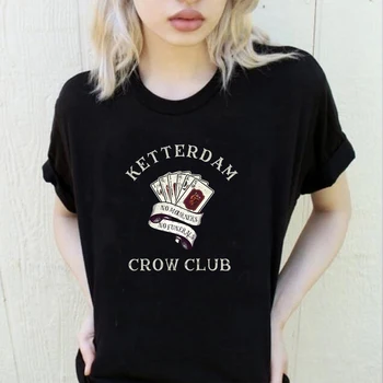 Ретро тениска Ketterdam Crow Club тениска Six of Crows, тениски Drago Shadow и Bone, Тениски Каз Brekker Inej Ghafa, Библиотеки Върхове, Подарък