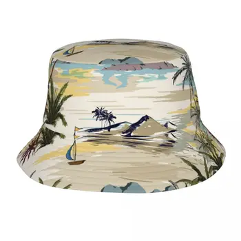 Рибарска шапка Унисекс, модна шапка-боб, ретро островен пейзаж, хип-хоп Gorros, Панама, ветрозащитная градинска панама