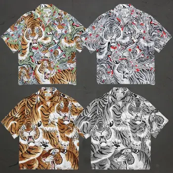 Ризи WACKO MARIA голям размер, жилетка с принтом Стотици тигри, жилетка с къси ръкави, свободна хавайска риза за мъже и жени
